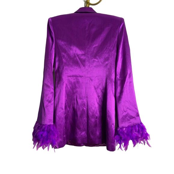 Bronx and Banco Odessa Silk Feathered Mini Blazer Dress Cocktail Party Sz 2 - Picture 9 of 12